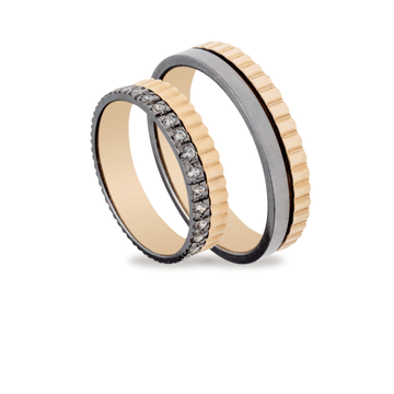 Βέρες Σετ Χρυσές με Μαύρο Πλατίνωμα και Ζιργκόν MASCHIO FEMMINA TMF-58 - themelidisjewels